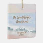 Beach House, Sand, Calm Blue Sea, Sunrise ID0022 Keramikornament (Rechts)