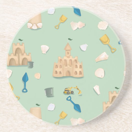 Beach House Sand Castle Seashell Küste Getränkeuntersetzer (Vorne)