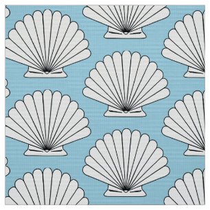 Beach House Scallop Seashells Stoff