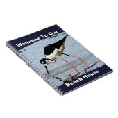 Beach House Schwarz-weiß Wading Bird Foto Willkomm Notizblock (Rechte Seite)