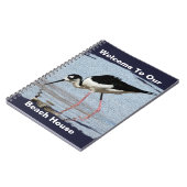 Beach House Schwarz-weiß Wading Bird Foto Willkomm Notizblock (Linke Seite)