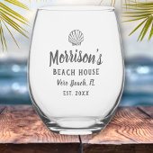 Beach House Seashell Clam Muschel Personalisierter Weinglas Ohne Stiel