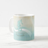 Beach House Seepferd Aqua Blue ID623 Kaffeetasse (Vorderseite Links)