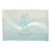 Beach House Seepferd Aqua Blue ID623 Kissenbezug (Vorderseite)