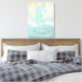 Beach House Seepferd Aqua Blue ID623 Leinwanddruck (Insitu (Schlafzimmer))