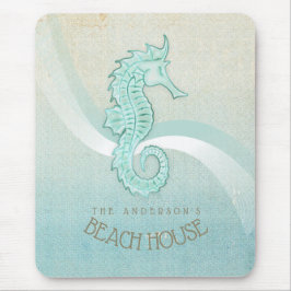 Beach House Seepferd Aqua Blue ID623 Mousepad
