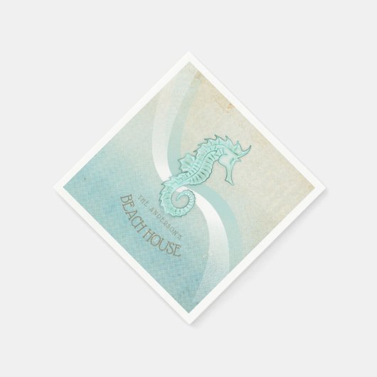 Beach House Seepferd Aqua Blue ID623 Serviette (Ecke)