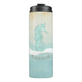 Beach House Seepferd Aqua Blue ID623 Thermosbecher (Vorderseite)