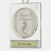 Beach House Seepferd Seashore Banner-Ornament Silber (Links)