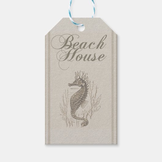 Beach House Seepferd Seashore Geschenkanhänger (Vorderseite)