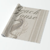 Beach House Seepferd Seashore Geschenkpapier (Ungerollt)