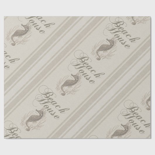 Beach House Seepferd Seashore Geschenkpapier (Flach)