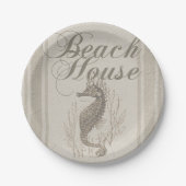 Beach House Seepferd Seashore Pappteller (Vorderseite)