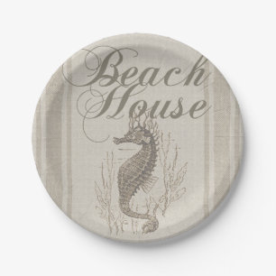 Beach House Seepferd Seashore Pappteller