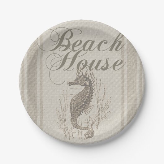 Beach House Seepferd Seashore Pappteller (Vorderseite)