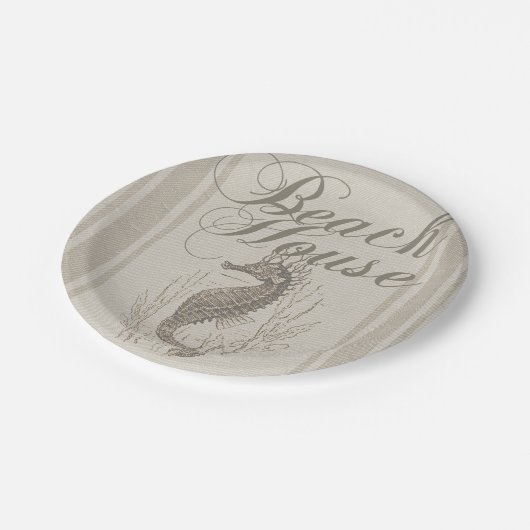 Beach House Seepferd Seashore Pappteller (Schrägansicht)