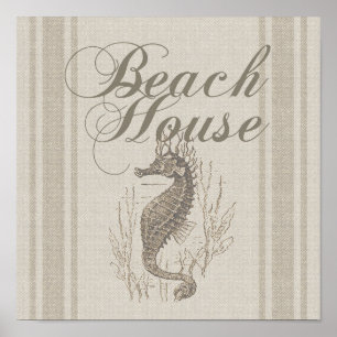 Beach House Seepferd Seashore Poster
