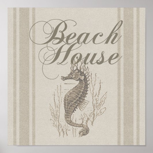 Beach House Seepferd Seashore Poster (Vorne)
