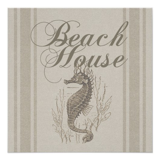 Beach House Seepferd Seashore Poster (Vorderseite)