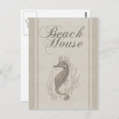 Beach House Seepferd Seashore Postkarte (Vorne/Hinten)