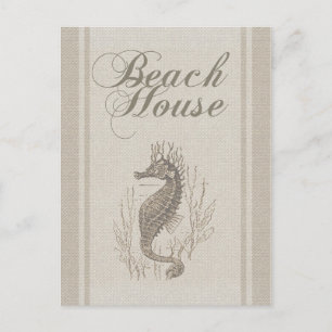 Beach House Seepferd Seashore Postkarte