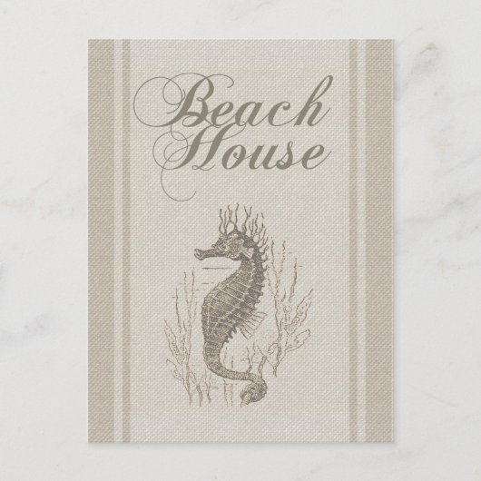 Beach House Seepferd Seashore Postkarte (Vorderseite)