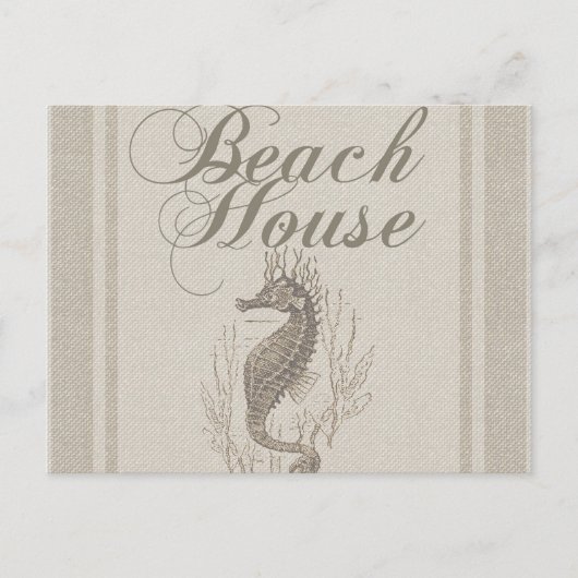 Beach House Seepferd Seashore Postkarte (Vorderseite)
