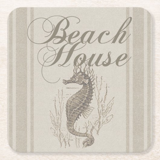 Beach House Seepferd Seashore Rechteckiger Pappuntersetzer (Vorderseite)