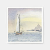 Beach House Segeln Ocean Boat Blue Paper Napkin Serviette (Vorderseite)