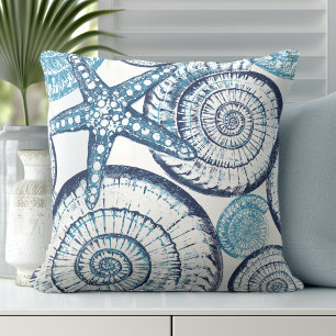 Beach House Starfish Muschel Blue White Throw Kiss Kissen