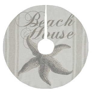 Beach House Starfish Seashore Polyester Weihnachtsbaumdecke