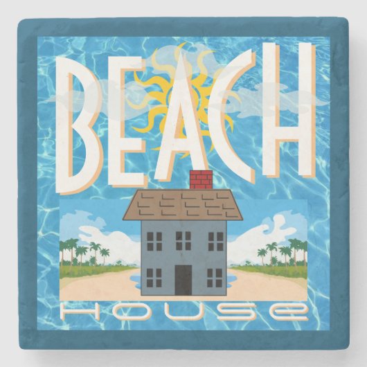 Beach House Steinuntersetzer (Vorderseite)