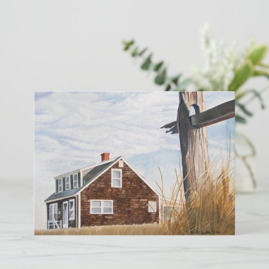 Beach House Sunrise Einladung (Stehend Vorderseite)