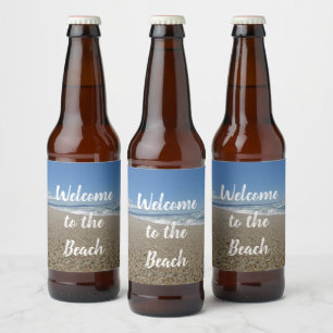 Beach House Surf Sand Pacific Coast Gast Willkomme Bierflaschenetikett
