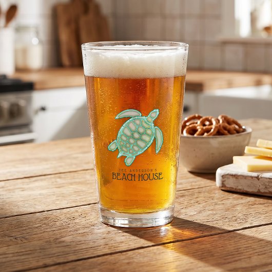 Beach House Turtle Aqua Blue ID623 Glas