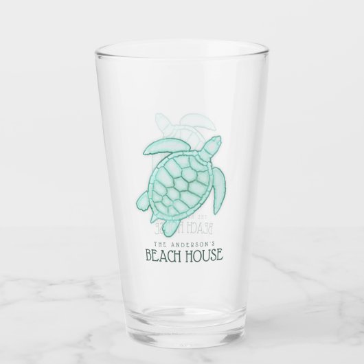 Beach House Turtle Aqua Blue ID623 Glas (Vorderseite)