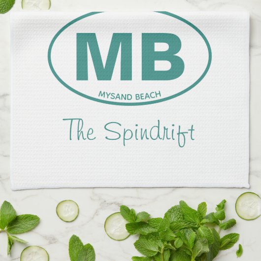 Beach House Two Letter Oval Hütte Script Geschirrtuch (Gefaltet)