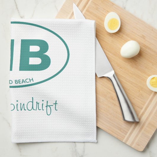 Beach House Two Letter Oval Hütte Script Geschirrtuch (Viertel Falte)