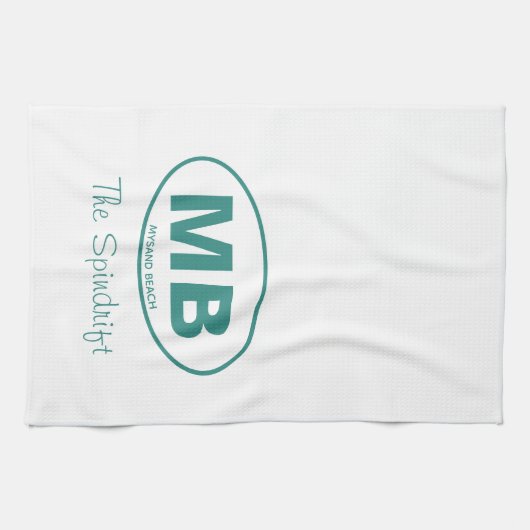 Beach House Two Letter Oval Hütte Script Geschirrtuch (Horizontal)