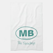 Beach House Two Letter Oval Hütte Script Geschirrtuch (Vertikal)