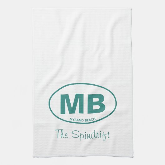 Beach House Two Letter Oval Hütte Script Geschirrtuch (Vertikal)