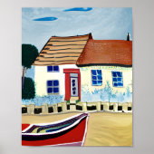 Beach House und Boat am Sandy Beach Poster (Vorne)