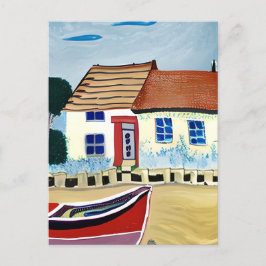 Beach House und Boat Behaltend in Touch Postkarte