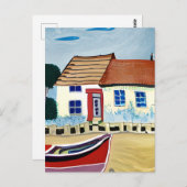 Beach House und Boat Behaltend in Touch Postkarte (Vorne/Hinten)