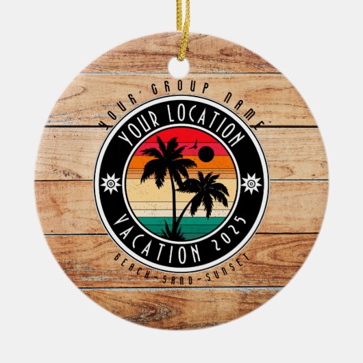 Beach house Vacation Custom Group Name Summer Keramik Ornament (Vorne)