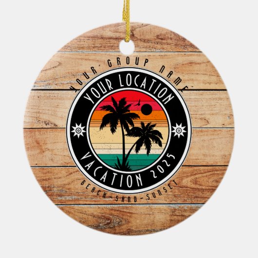 Beach house Vacation Custom Group Name Summer Keramik Ornament (Hinten)