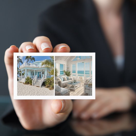 Beach House Vacation Rental Custom Picture QR Code Visitenkarte