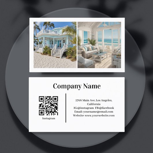 Beach House Vacation Rental Custom Picture QR Code Visitenkarte