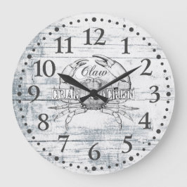 Beach House Wood Crab Küche Hütte Große Wanduhr