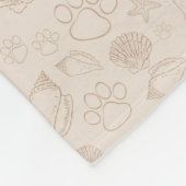 Beach Hund Niedliche Muschel und Paw Hund Fleecedecke (Ecke)